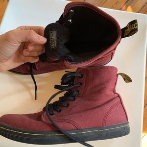 Dr. Martens Sheridan Canvas Boots ~ Burgundy color